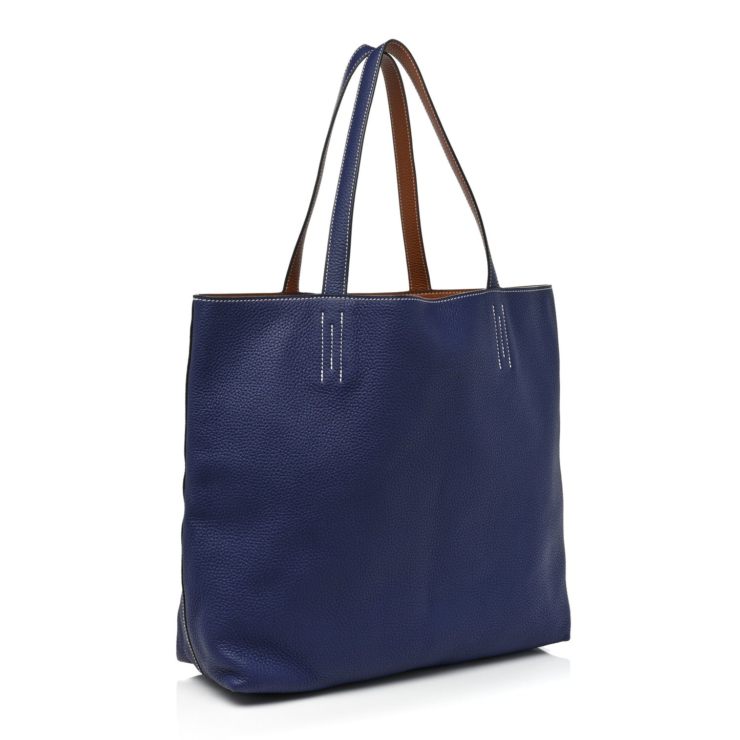 Taurillon Clemence Double Sens 45 Reversible Tote Gold Bleu Encre
