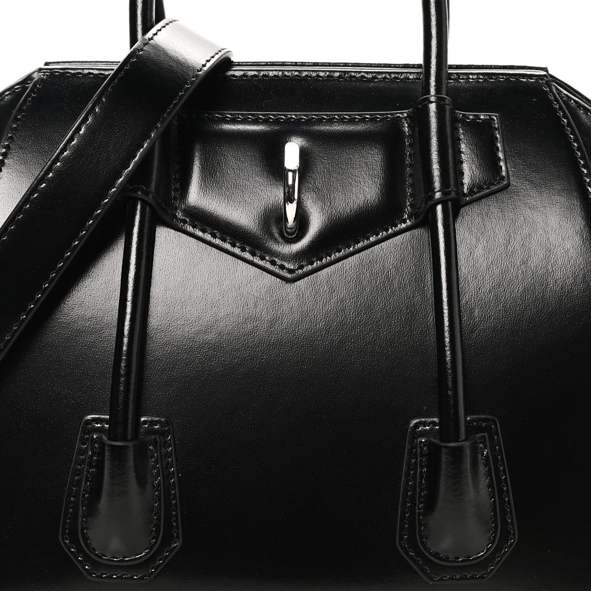 Box Calfskin Padded Mini Lock Antigona Shoulder Bag Black