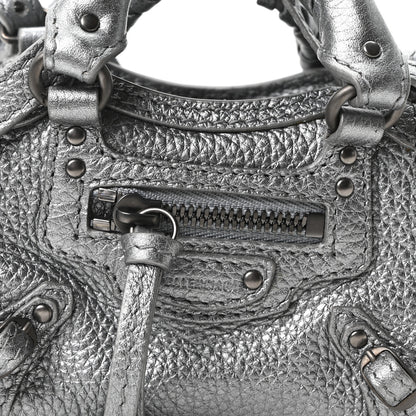 Balenciaga Metallic Grained Calfskin Neo Classic Hardware Super Nano City Crossbody Silver 7 of 9
