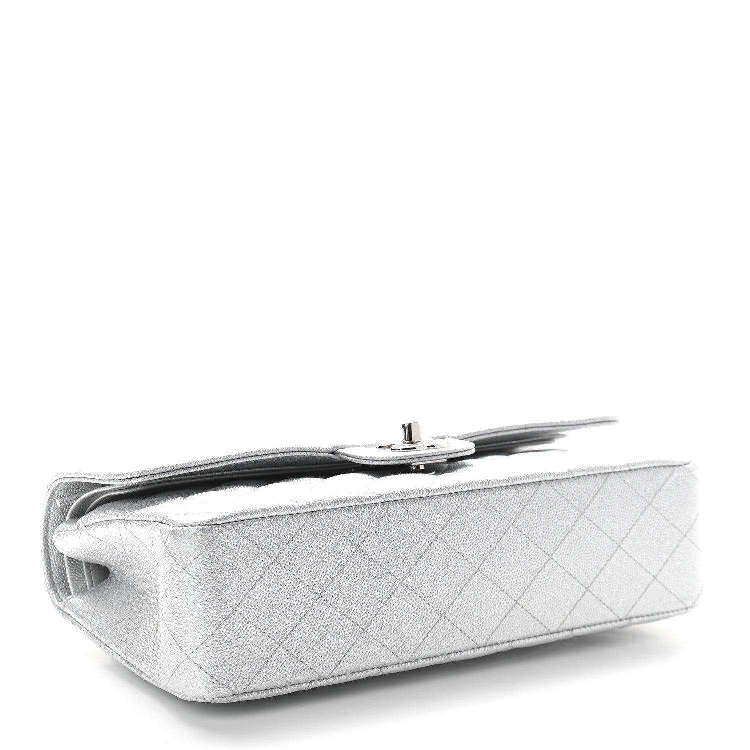 Chanel Glittered Metallic Caviar Quilted Medium Double Flap Silver 4 of 9