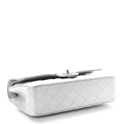 Chanel Glittered Metallic Caviar Quilted Medium Double Flap Silver 4 of 9