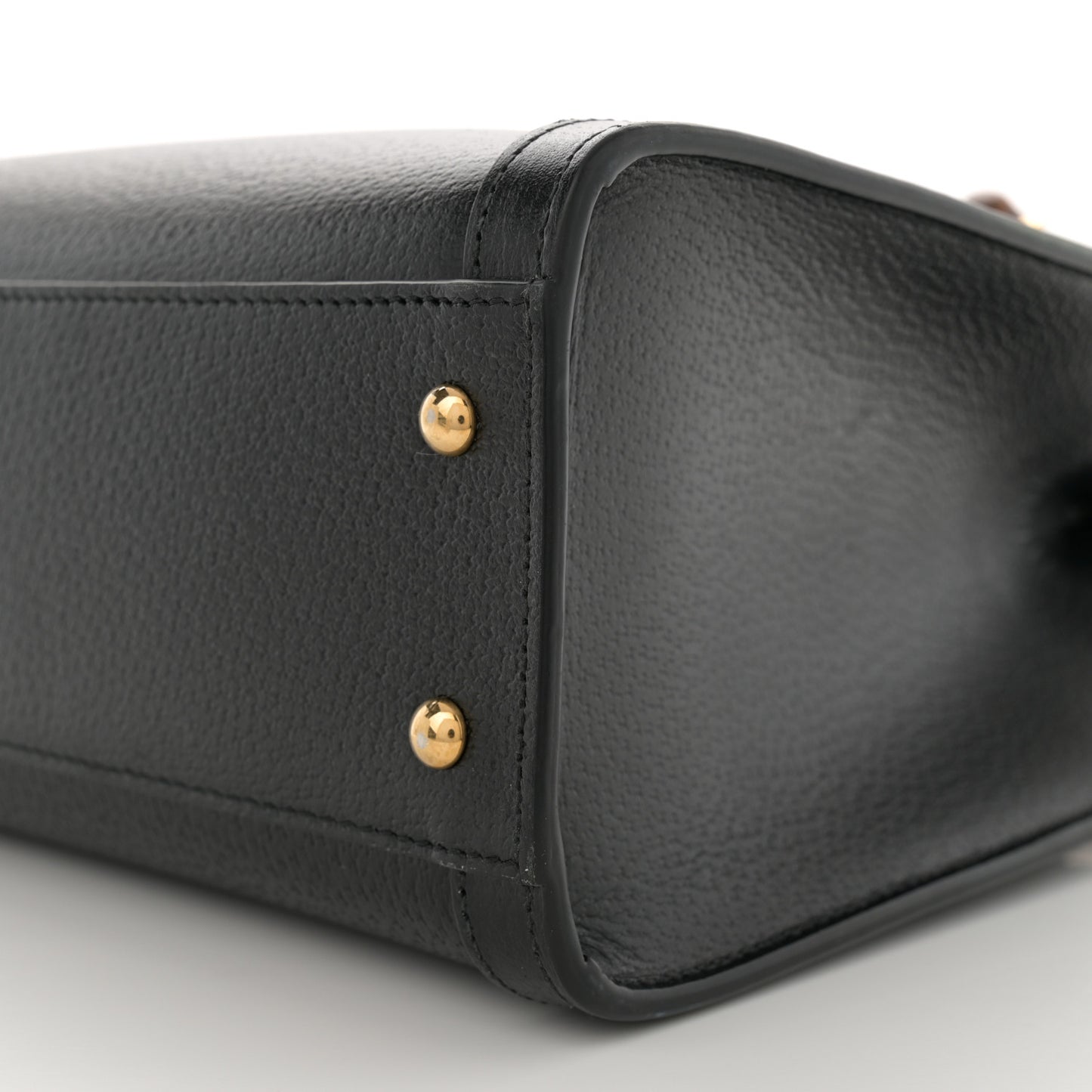 Textured Dollar Calfskin Web Mini Diana Tote Bag Black Dusty Grey