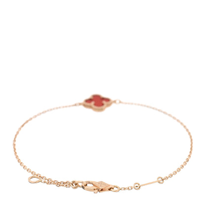 Van Cleef & Arpels 18K Rose Gold Carnelian Sweet Alhambra Bracelet 2 of 4