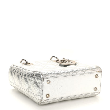 Christian Dior Metallic Grained Calfskin Cannage Small Lucky Badges My Lady Dior Silver 4 of 13