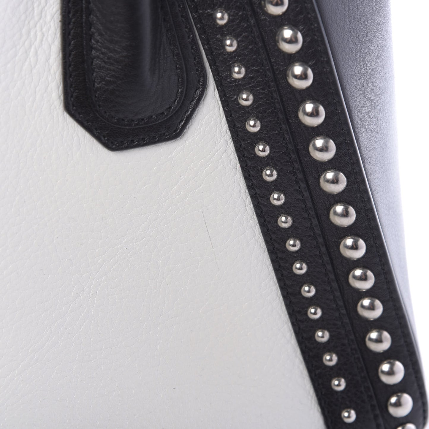 Calfskin Small Studded Bi-Color Antigona Black White