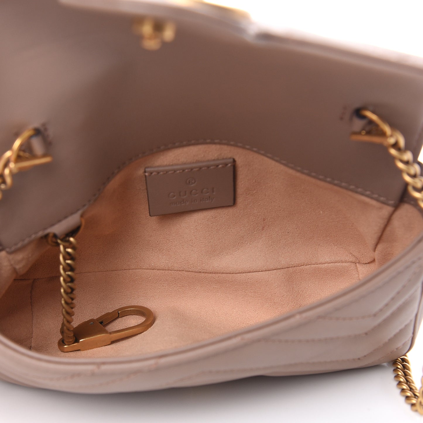 Calfskin Matelasse Super Mini GG Marmont Shoulder Bag Porcelain Rose
