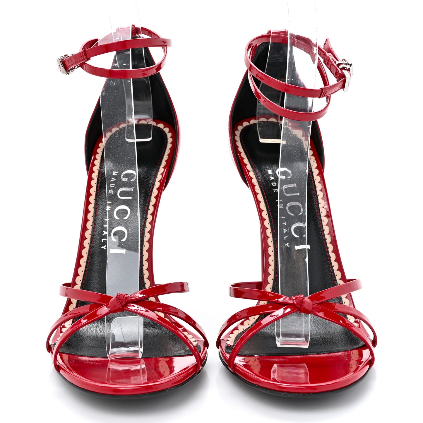 Patent Crystal Removable Bow Sandals 40 Red