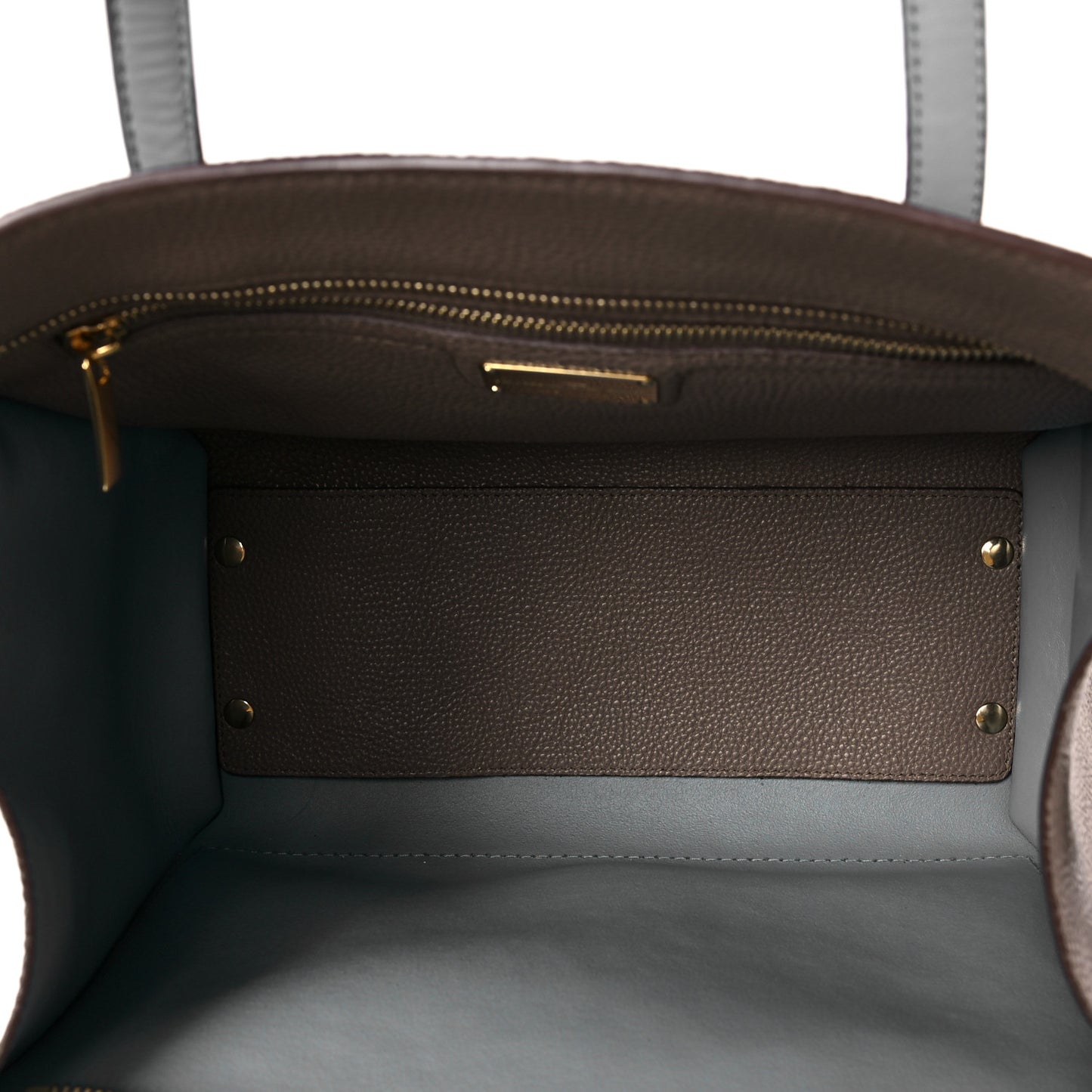 Hammered Calfskin Double Handle Medium Amy Tote Fango Blue Haze