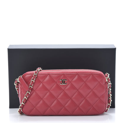 Chanel Lambskin Quilted Small Clutch With Chain Red 13 of 13