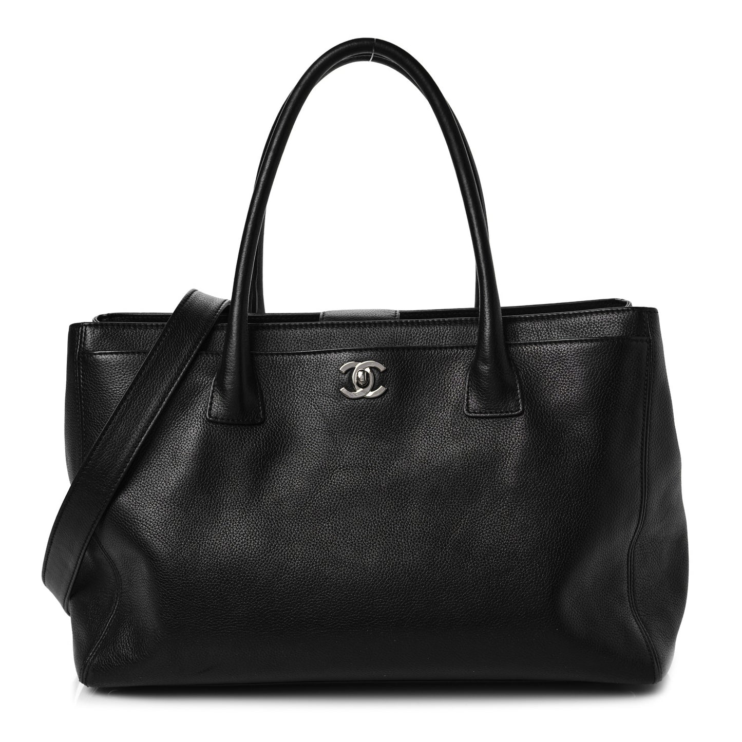 Calfskin Cerf Executive Shopper Tote Black
