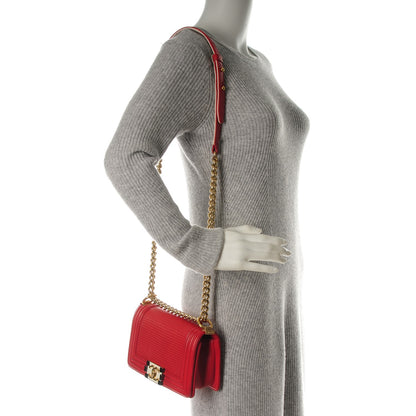 Chanel Lambskin Embossed Small Cube Boy Flap Red 2 of 10