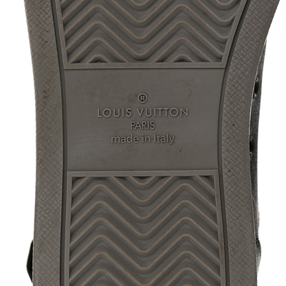 Louis Vuitton Calfskin Monogram Eclipse Mens Rivoli High Top Sneakers 10.5 Black Grey 8 of 9