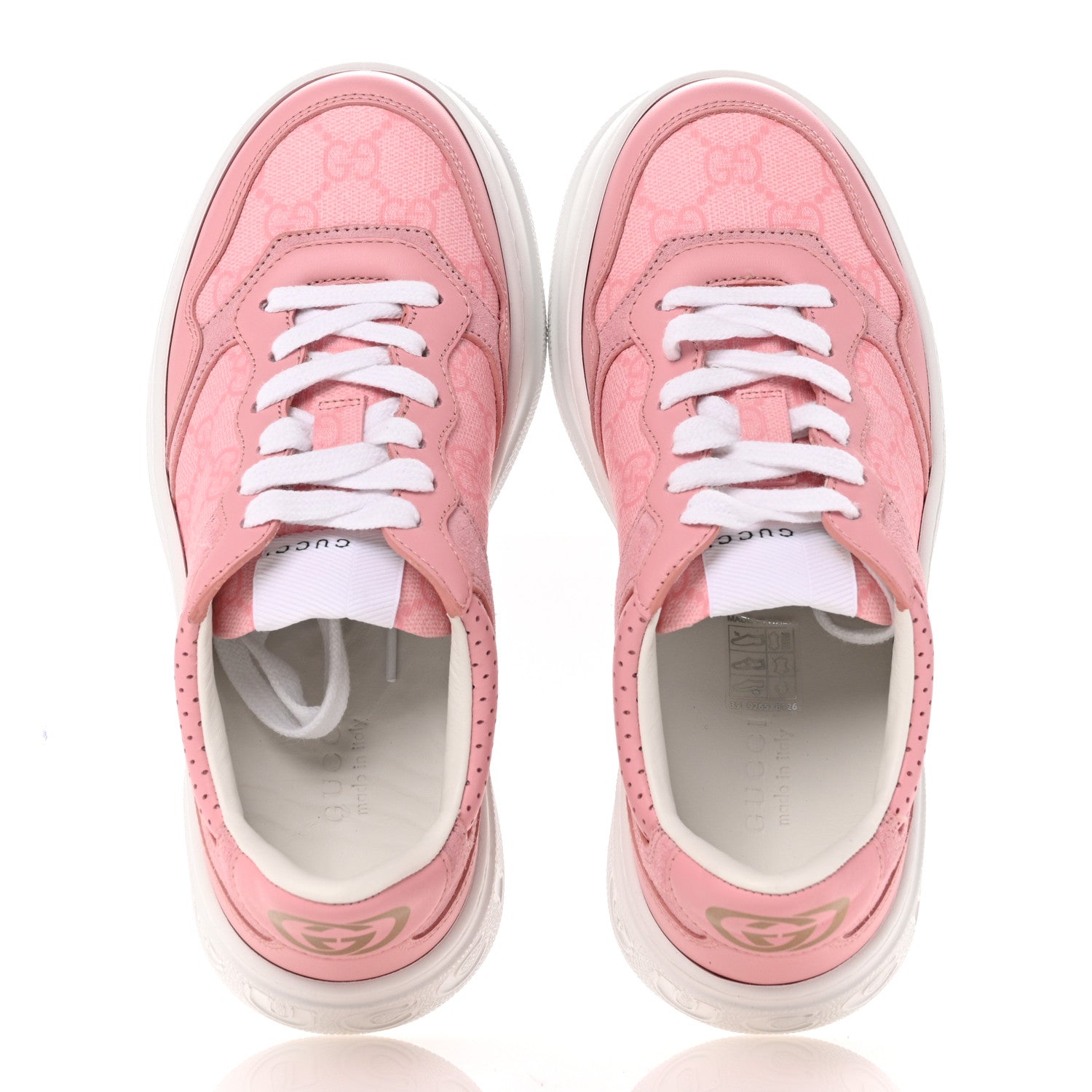 Gucci Calfskin GG Supreme Monogram Womens Platform 55mm Sneakers 35.5 Pink 2 of 9