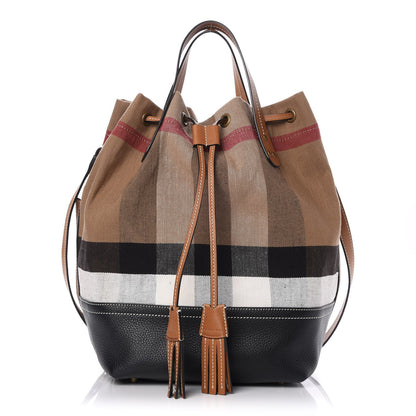 Burberry Canvas House Check Medium Bucket Tan 1 of 9