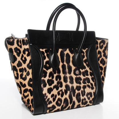 Celine Leopard Pony Hair Mini Luggage Brown 3 of 8
