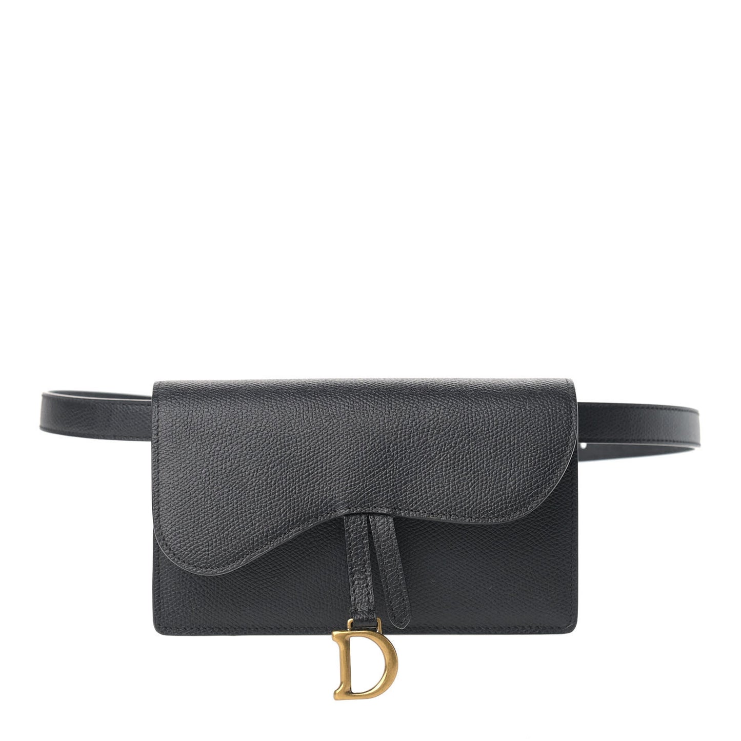 Grained Calfskin Saddle Belt Bag Black