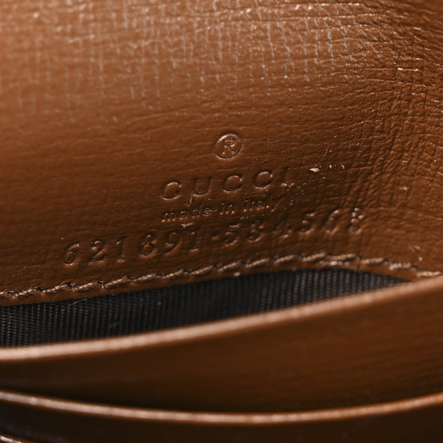 Gucci GG Supreme Monogram Azalea Calfskin Horsebit 1955 Flap Card Case Wallet Beige Ebony Brown Sugar 7 of 7