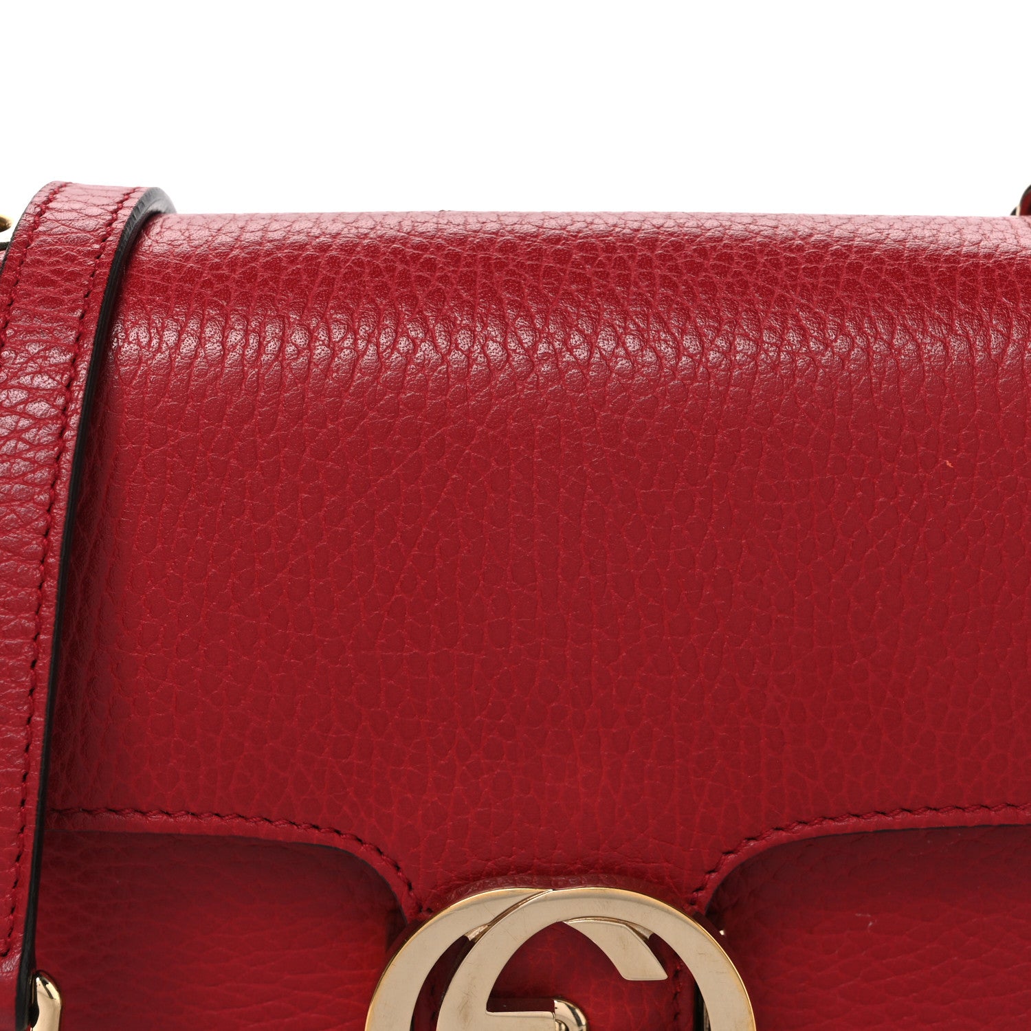Gucci Dollar Calfskin Small Interlocking G Shoulder Bag Red 8 of 11