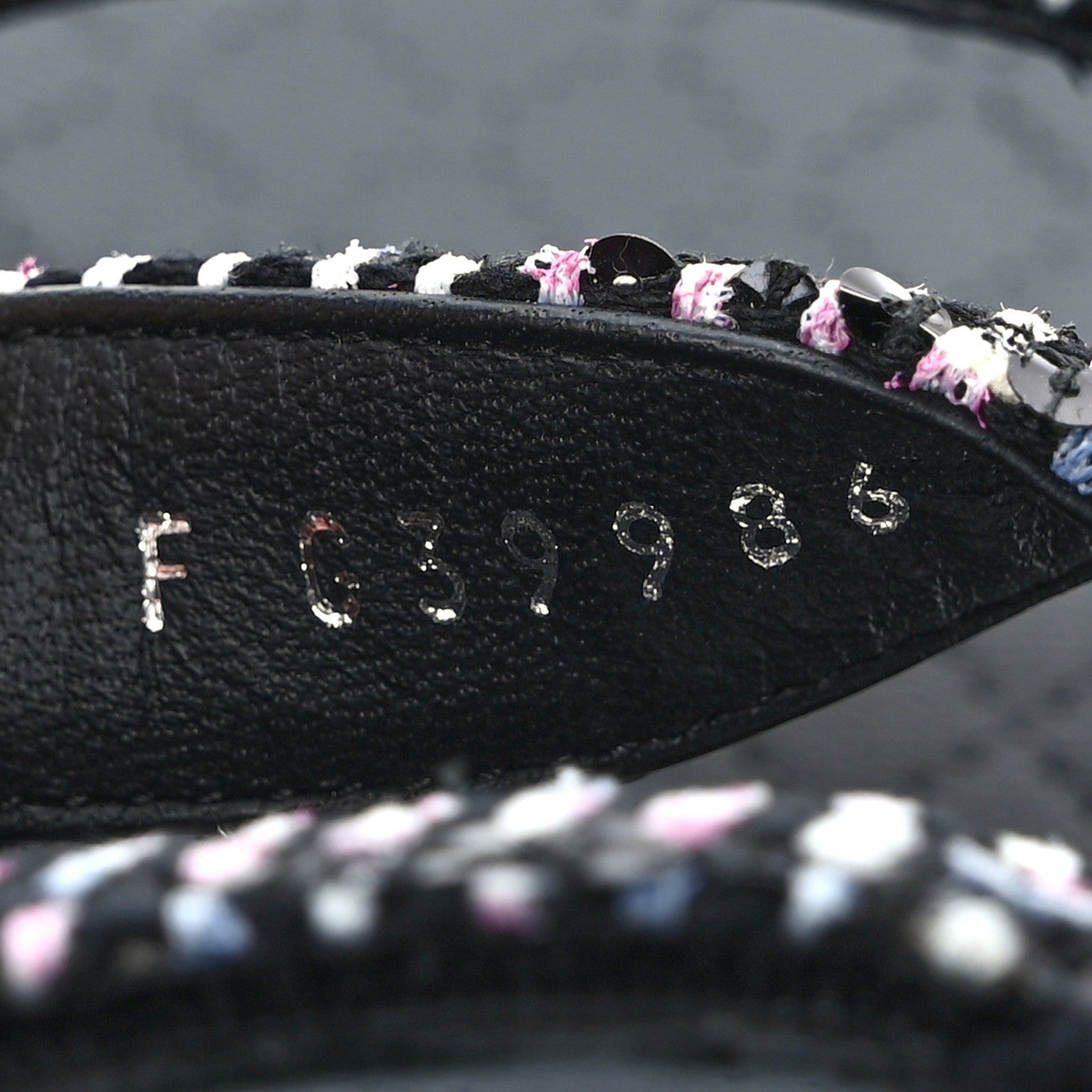 Chanel Glittered Tweed Lambskin Dad Sandals 37 Black Blue Pink White White 8 of 9