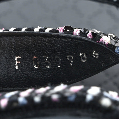 Chanel Glittered Tweed Lambskin Dad Sandals 37 Black Blue Pink White White 8 of 9