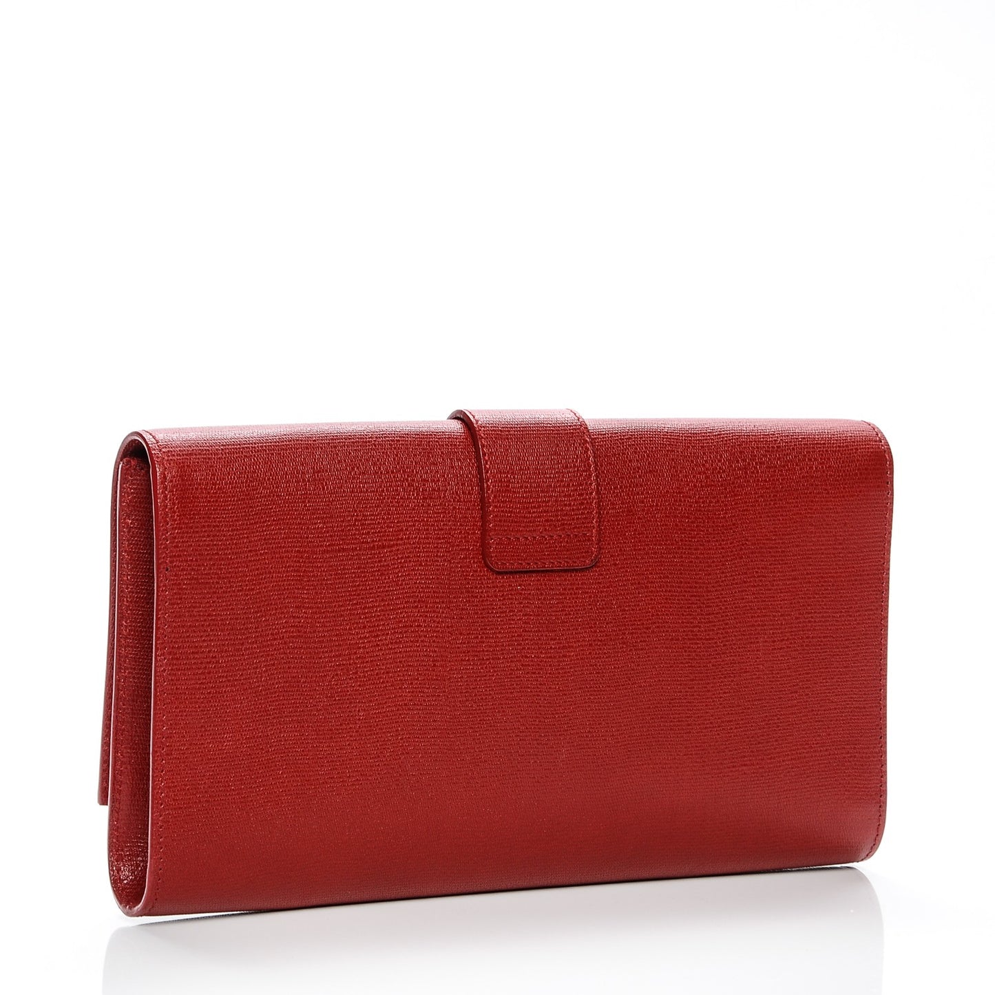 Textured Calfskin Classic Y Clutch Red