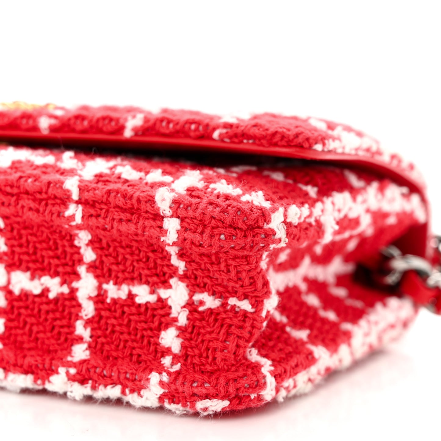 Tweed Quilted Chanel 19 Wallet On Chain WOC Red White