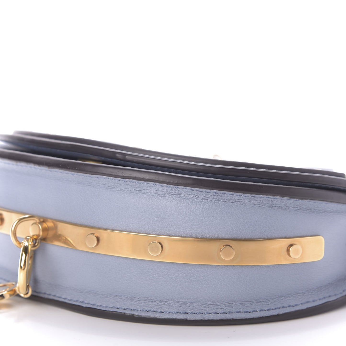 Calfskin Small Nile Bracelet Minaudiere Bag Washed Blue