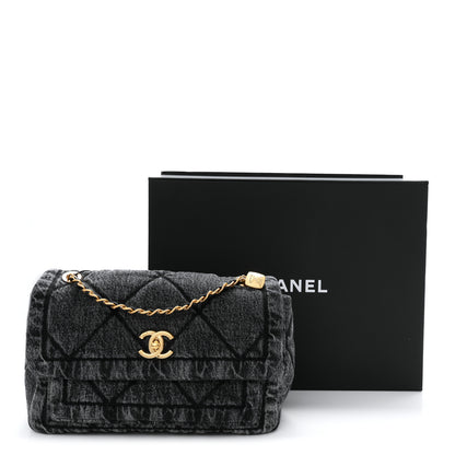Chanel Washed Denim Quilted Large Flap Bag Black 11 of 11