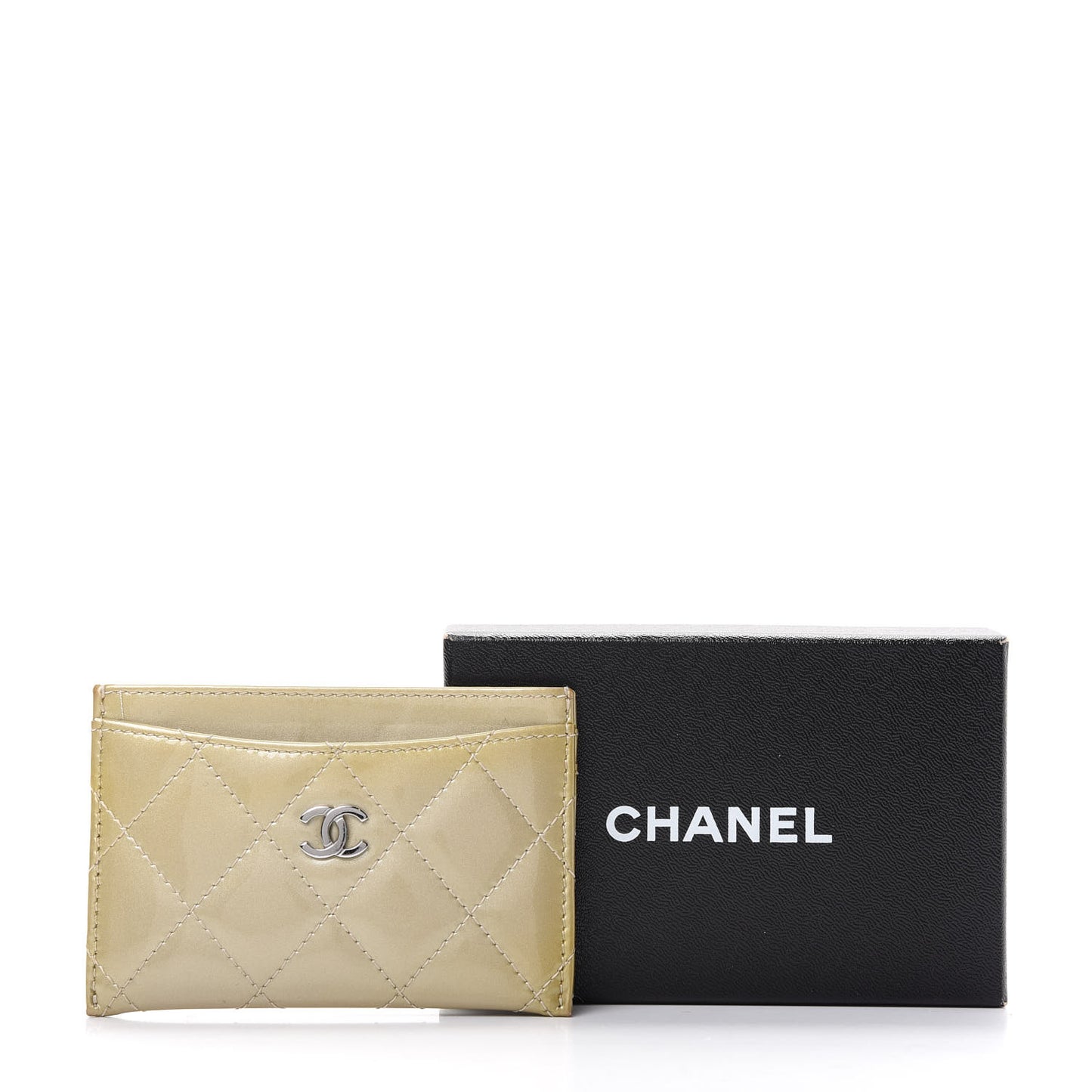 Patent Quilted Card Holder Gold