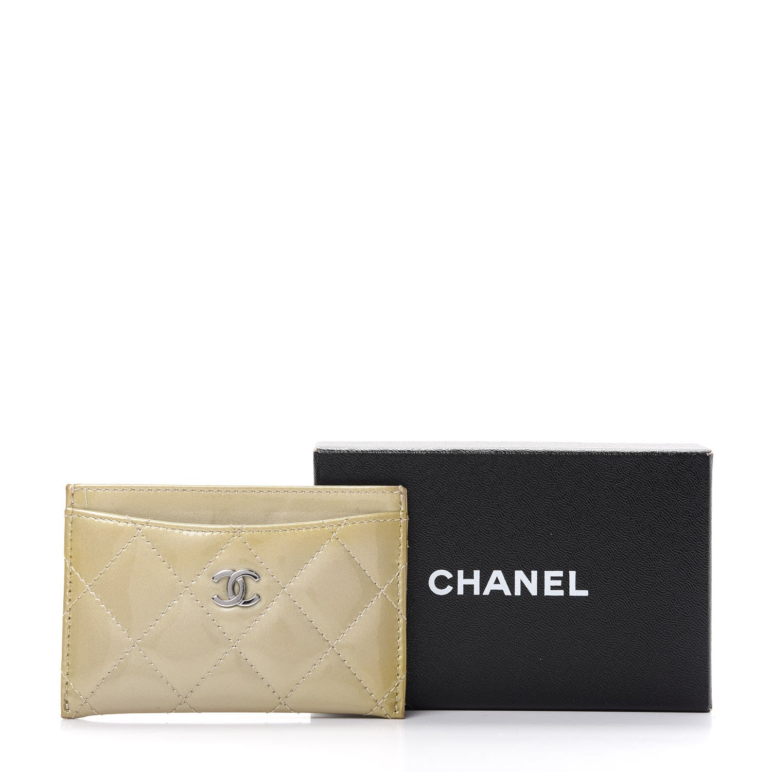Chanel Patent Quilted Card Holder Gold 9 of 9