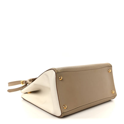 Prada Saffiano Lux Bi-Color Tote Bag Visone Talco 4 of 10