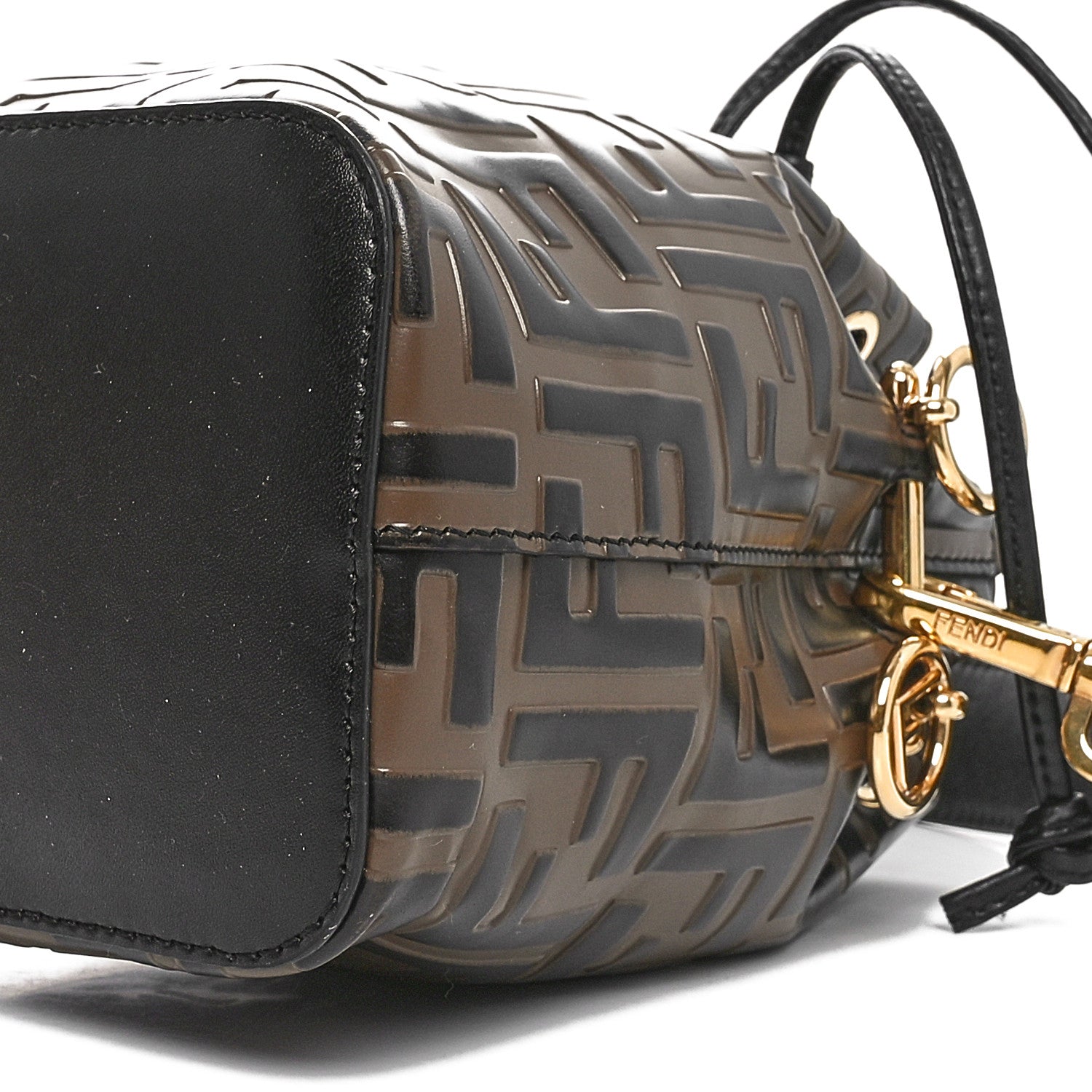 Fendi Vitello Liberty F is Fendi Bi-Color FF 1974 Embossed Mini Mon Tresor Bucket Bag Maya Black 11 of 12