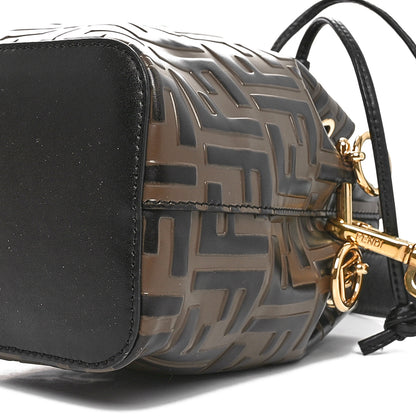 Fendi Vitello Liberty F is Fendi Bi-Color FF 1974 Embossed Mini Mon Tresor Bucket Bag Maya Black 11 of 12
