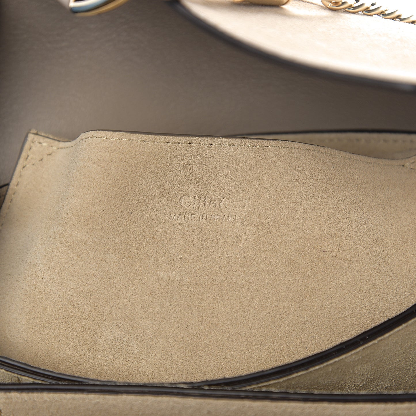 Suede Calfskin Small Faye Shoulder Bag Motty Grey