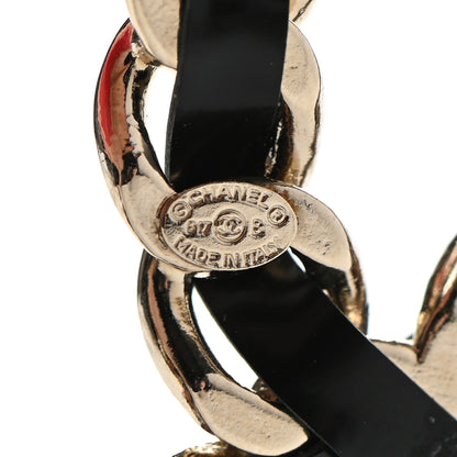 Chanel Lambskin Crystal Chain CC Charms Brooch Black Gold 5 of 7