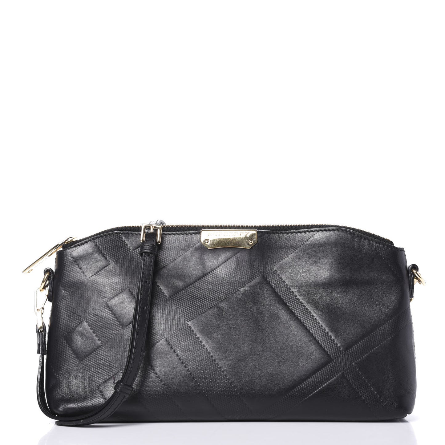 Calfskin Check Embossed Small Chichester Crossbody Clutch Bag Black