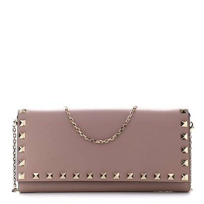 Valentino Garavani Vitello Rockstud Flap Wallet On Chain Poudre 1 of 12