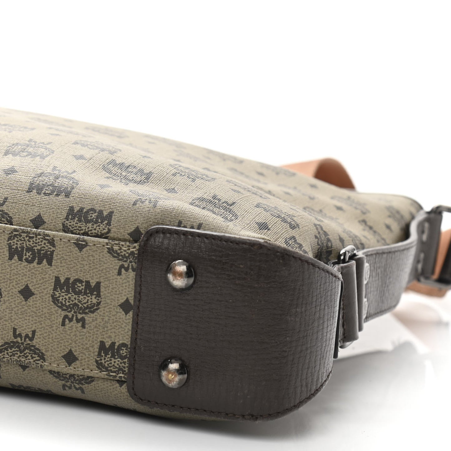 Coated Canvas Messenger Bag Beige