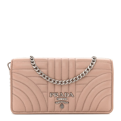 Prada Soft Calfskin Impunture Diagramme Chain Wallet Cipria 1 of 13