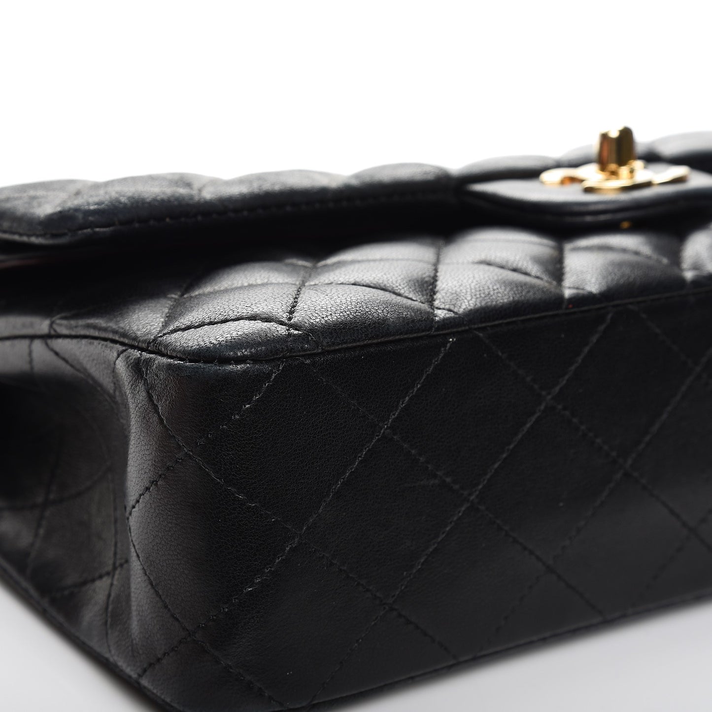 Lambskin Quilted Medium Double Flap Black