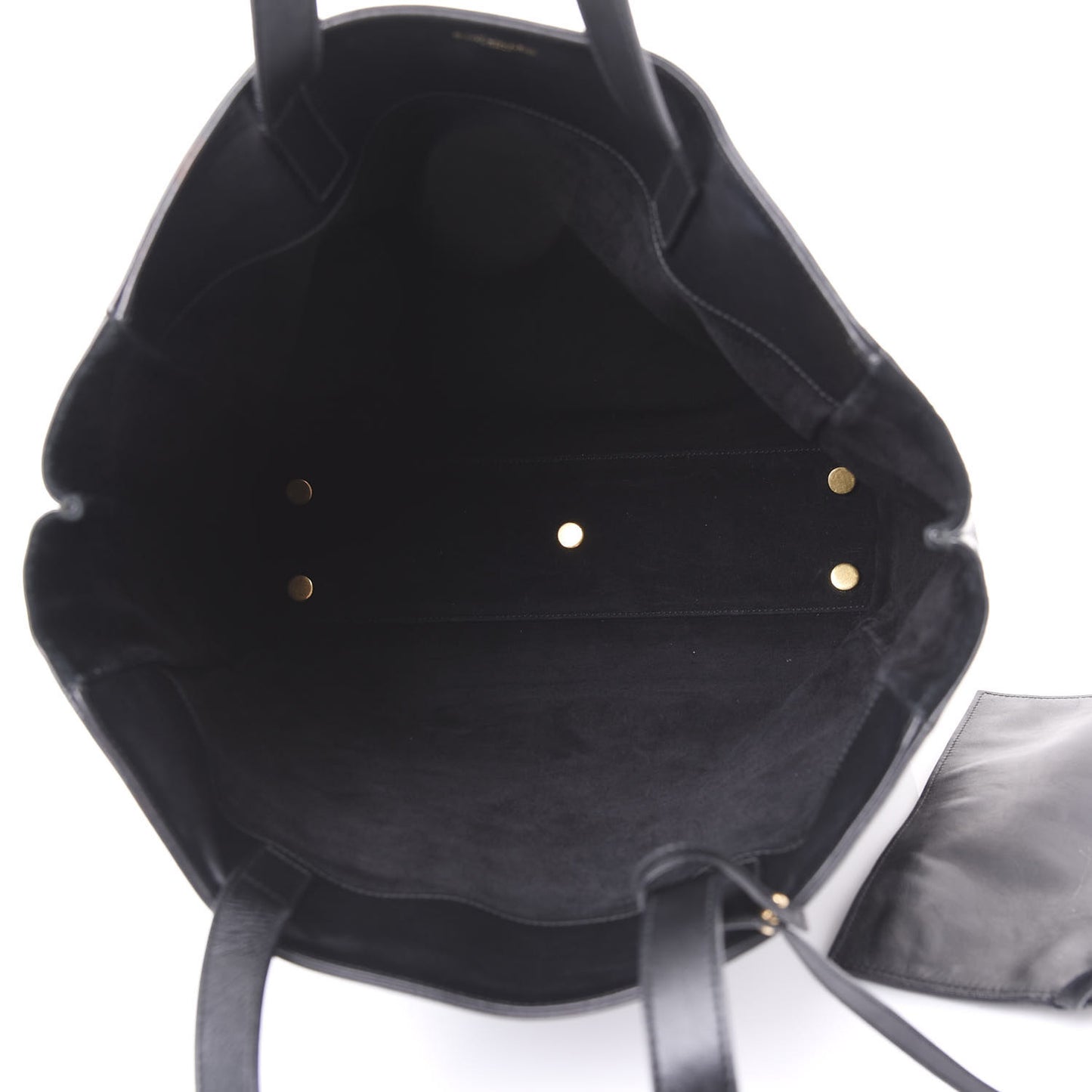 Calfskin Suede North South Reversible Shopping Tote Black