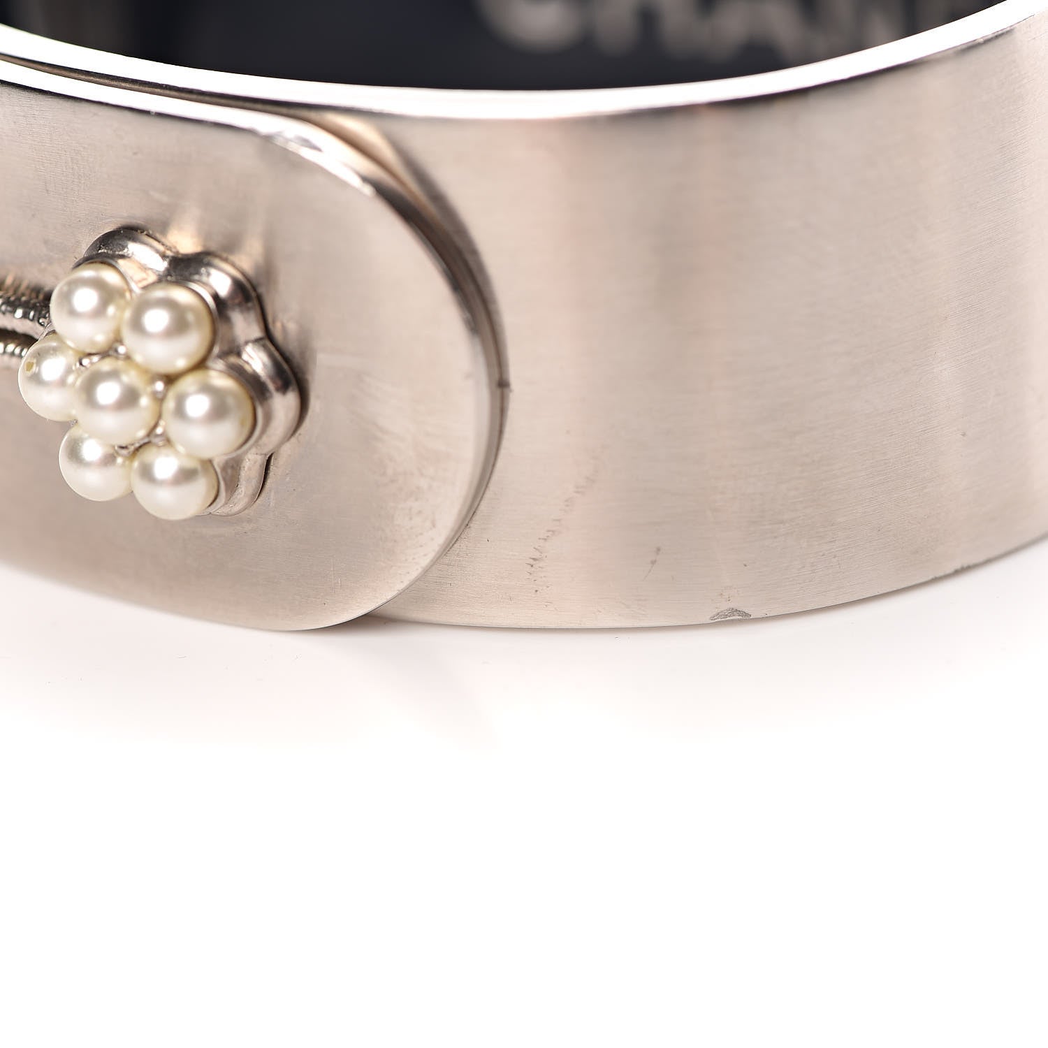Chanel Metal Pearl CC Cuff Silver 8 of 16