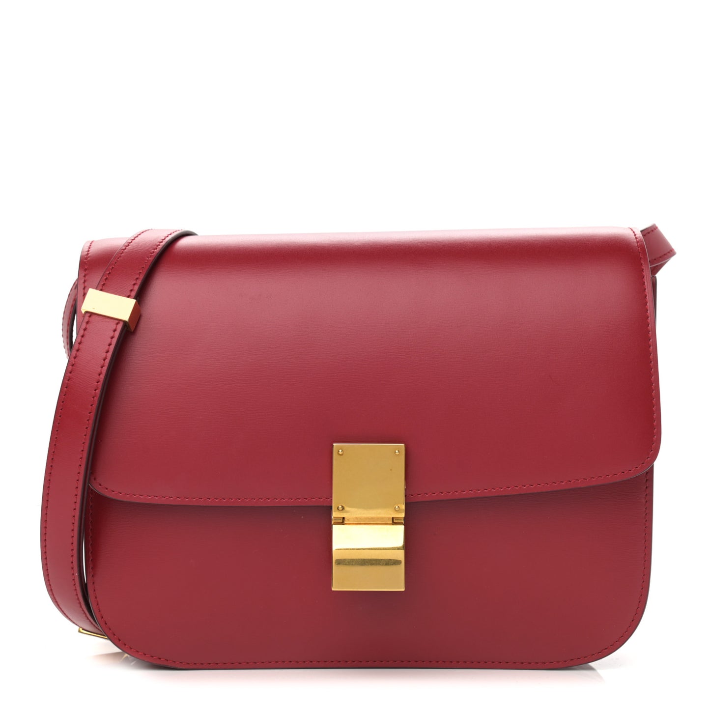 Box Calfskin Medium Classic Box Flap Bag Red