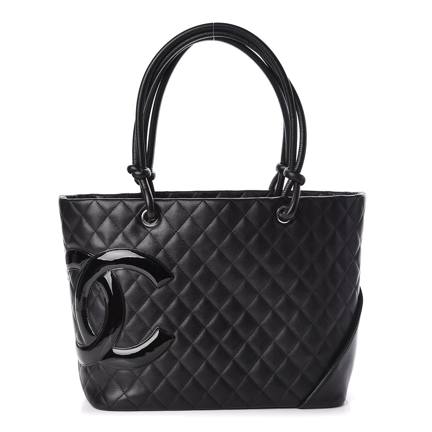 Calfskin Quilted Large Cambon Tote Black