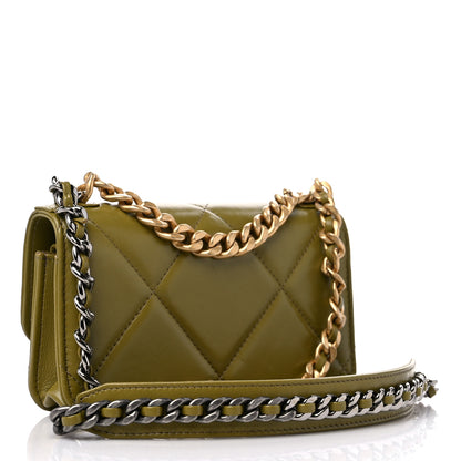 Chanel Lambskin Quilted Chanel 19 Flap Phone Holder With Chain Green 2 of 10