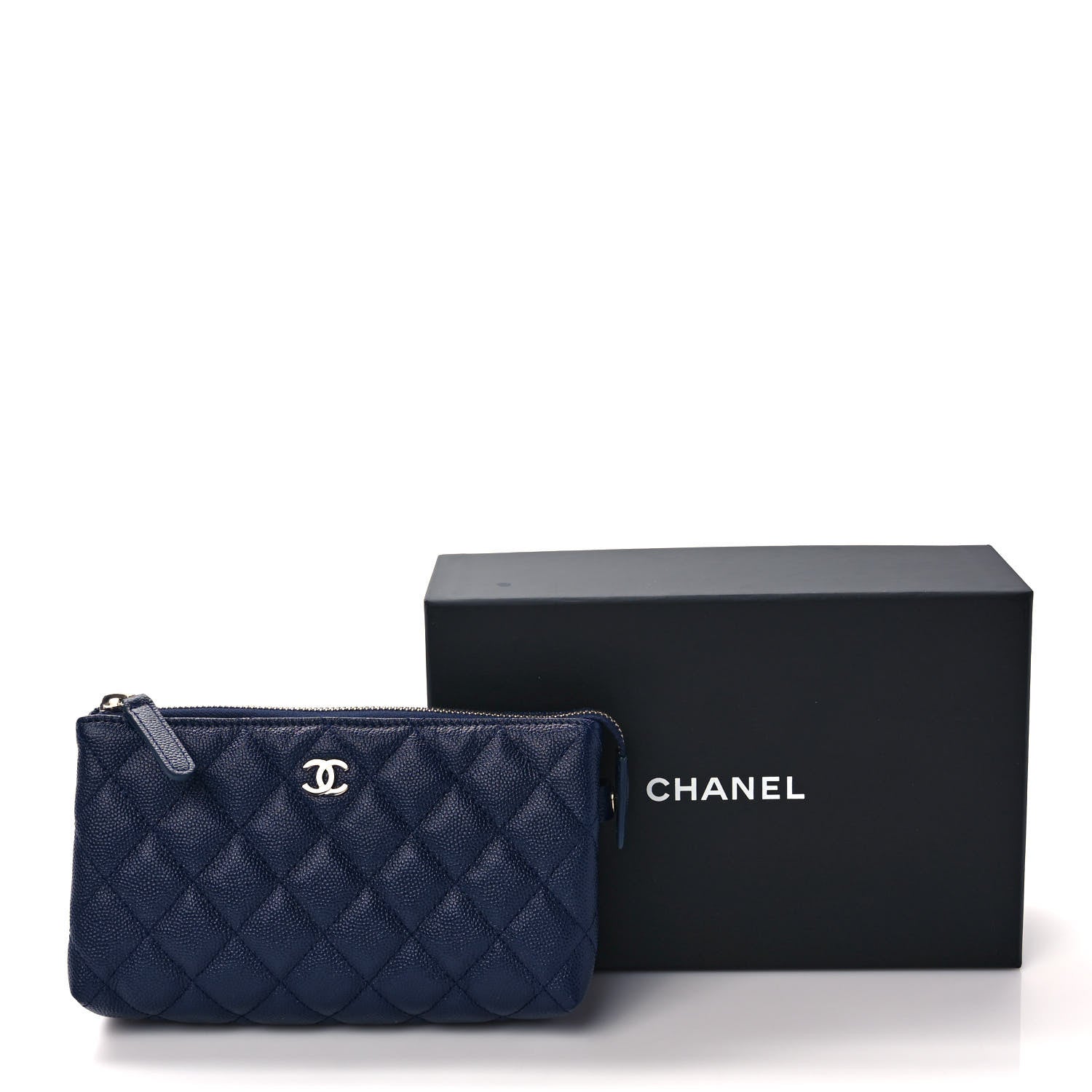 Chanel Caviar Quilted Cosmetic Case Navy 8 of 8
