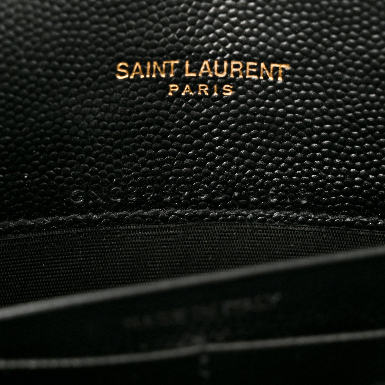 Saint Laurent Grain De Poudre Matelasse Chevron Monogram Envelope Chain Wallet Black 7 of 11