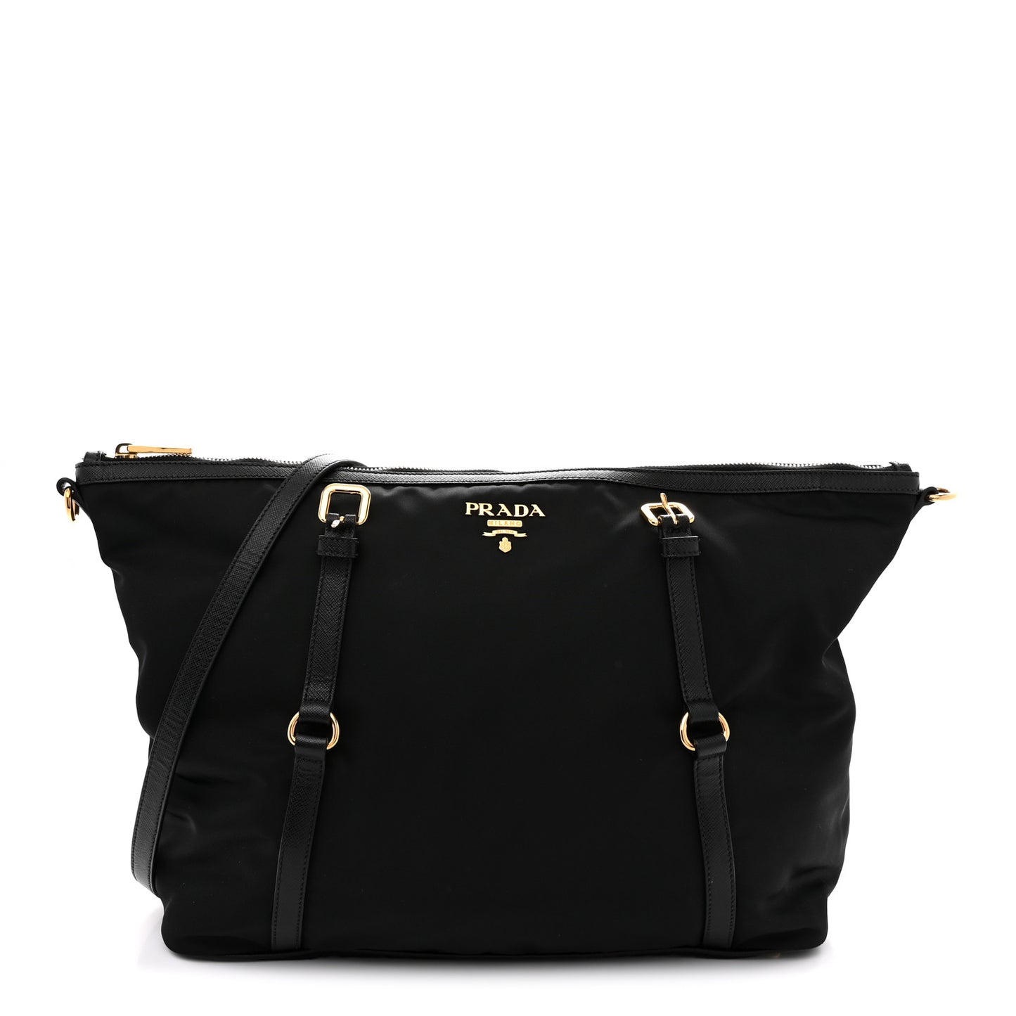 Saffiano Tessuto Nylon Shopping Tote Black
