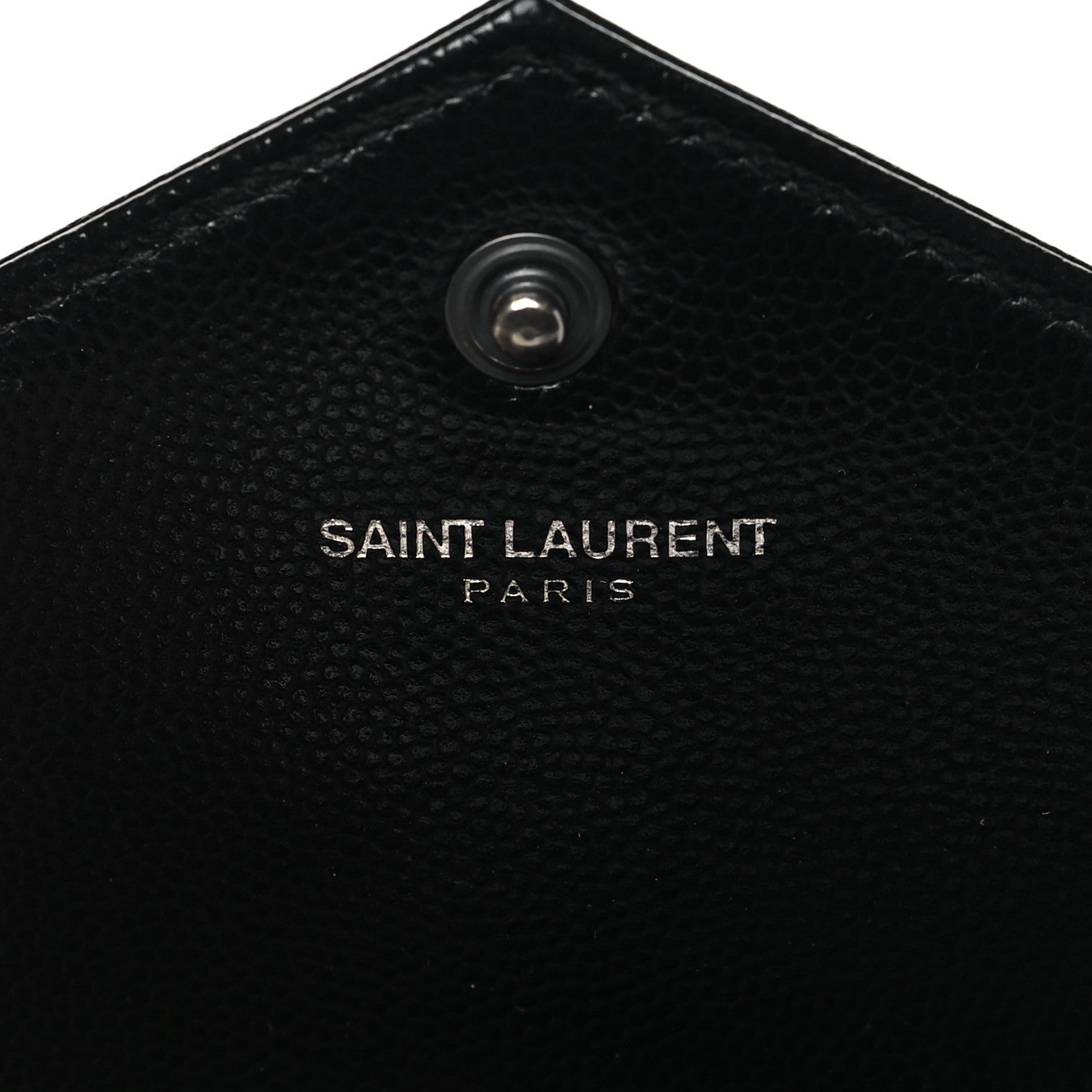 Saint Laurent Grain De Poudre Matelasse Chevron Monogram Monochrome Chain Wallet Black 6 of 10