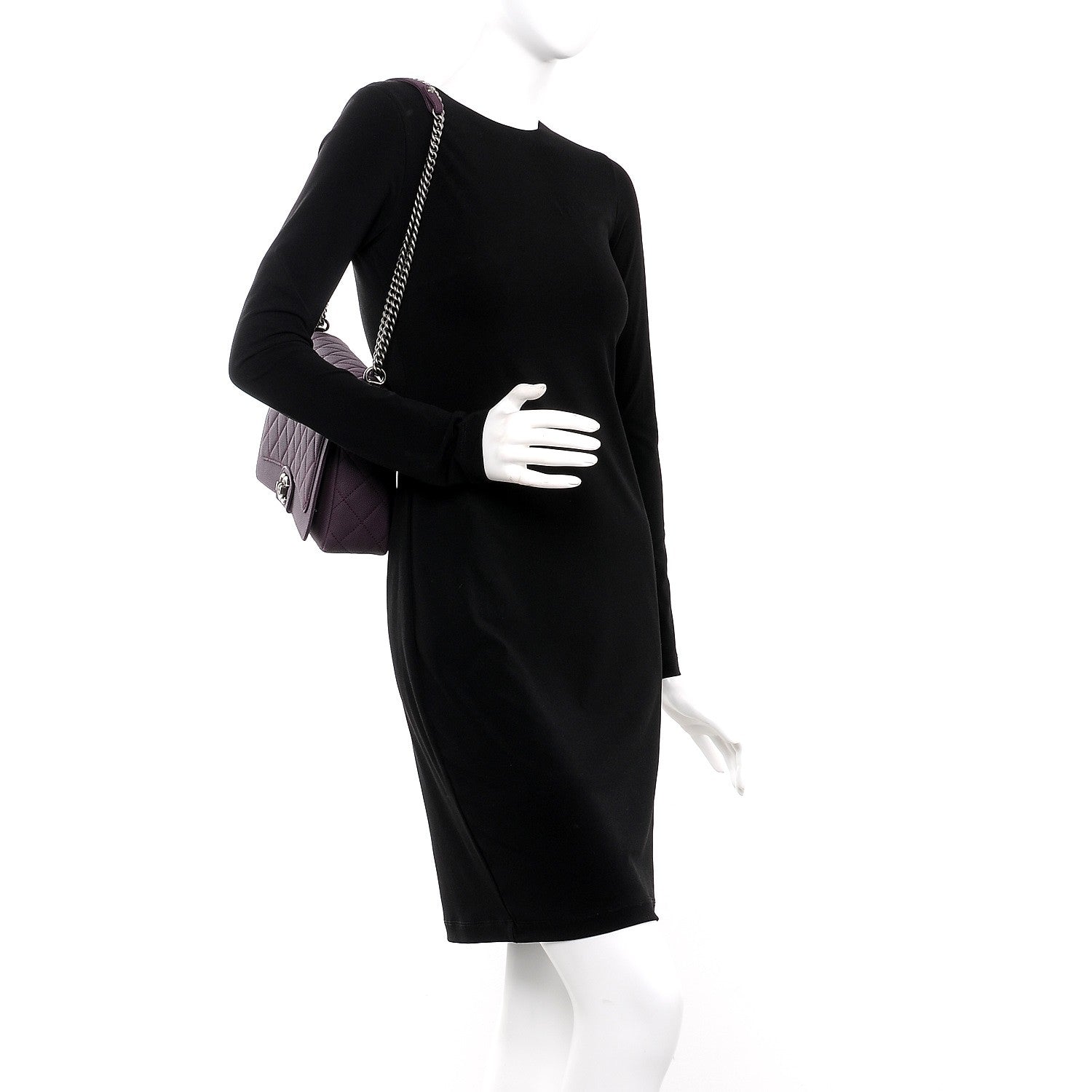 Chanel Washed Caviar Quilted Large Turn Around Ligne Flap Dark Purple 2 of 8